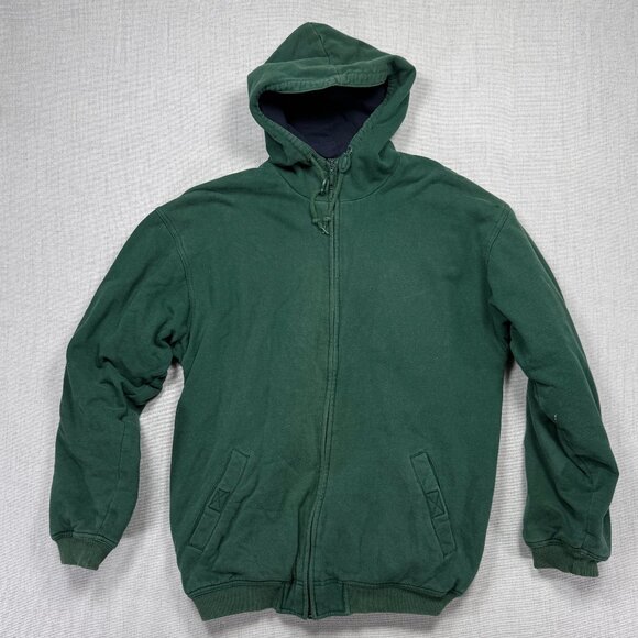 Vintage Eddie Bauer Hoodie Full Zip Green Cotton Blend Heavyweight Size Tall M - Picture 1 of 15